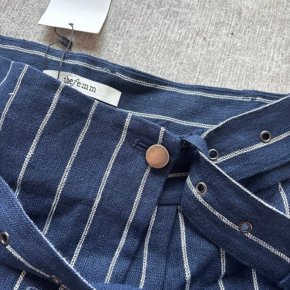 NWT Thefemm Sarrie Blue Stripe Skirt Short - Picture 5 of 6